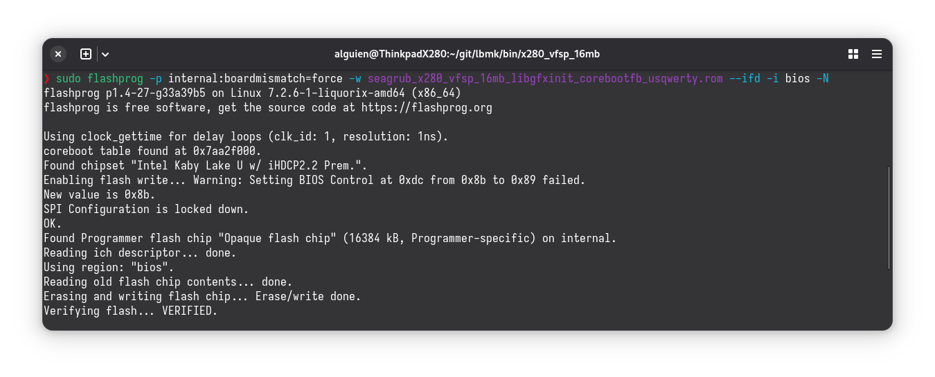 Correct internal flash
